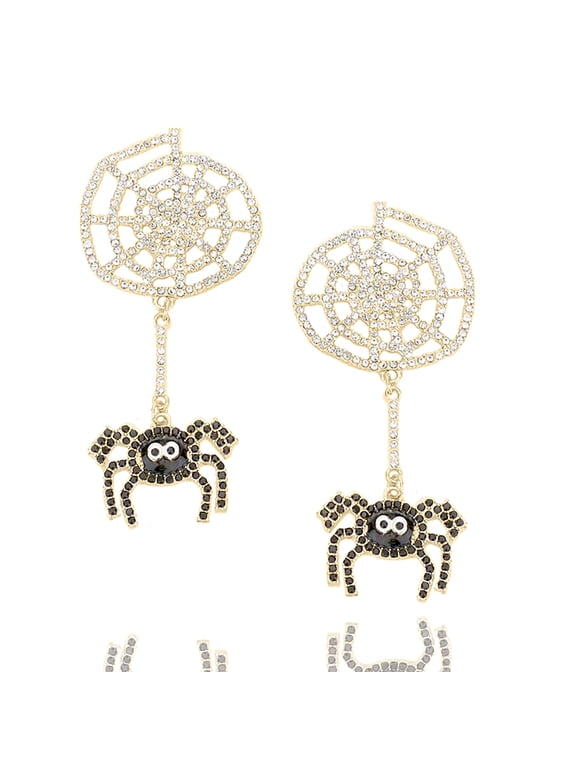 Inc Halloween Crystal Enamel Spider Dangle Earrings for Women, Teens
