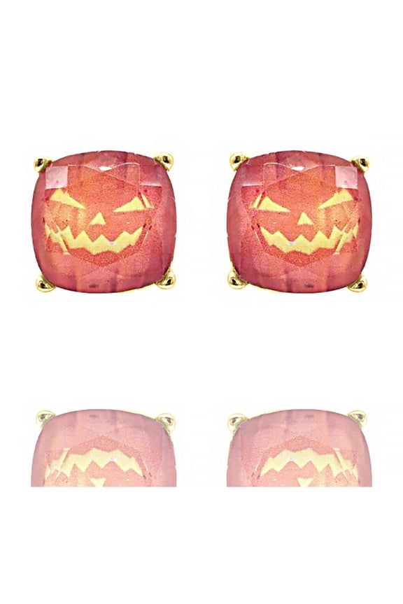 Inc Jack-o-Lantern Cushion Cut Stud Earrings for Women, Teens | Halloween