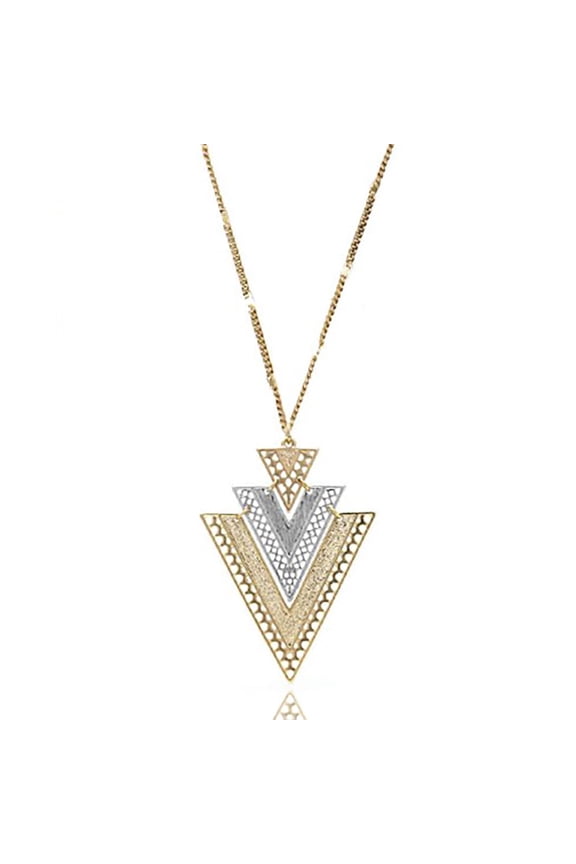 Inc Mixed Metal Two Tone Layered Triangle Pendant Necklace for Women, Teens