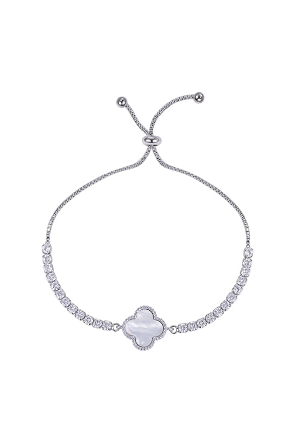 Inc Mother of Pearl Clover Charm Adjustable Tennis Bracelet for Women, Teens