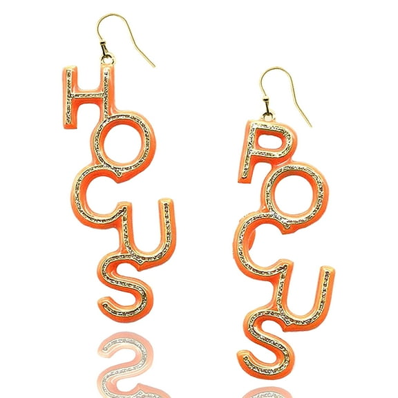 Blue Box Boutique Inc Orange Glitter Resin Hocus Pocus Halloween Dangle Earrings for Women, Teens