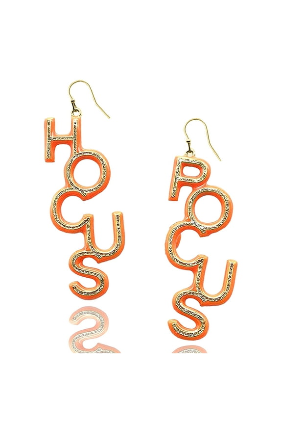 Inc Orange Glitter Resin Hocus Pocus Halloween Dangle Earrings for Women, Teens