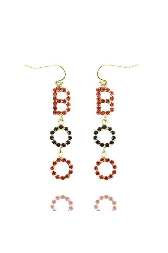 Inc Orange and Black Crystal "Boo" Halloween Dangle Earrings for Women, Teens