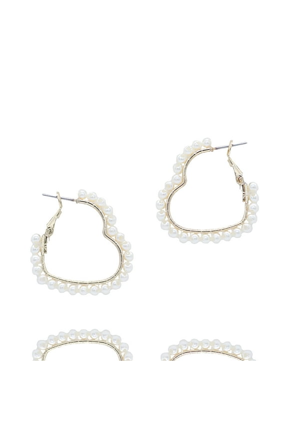 Inc Pearl Heart Hoop Earrings for Women, Teens | Valentine's Jewelry, Anniversary Gift