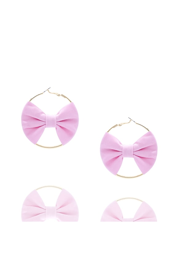 Inc Pink Bow Statement Hoop Earrings for Women, Teens
