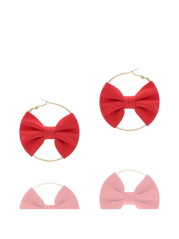 Inc Red Bow Statement Hoop Earrings for Women, Teens