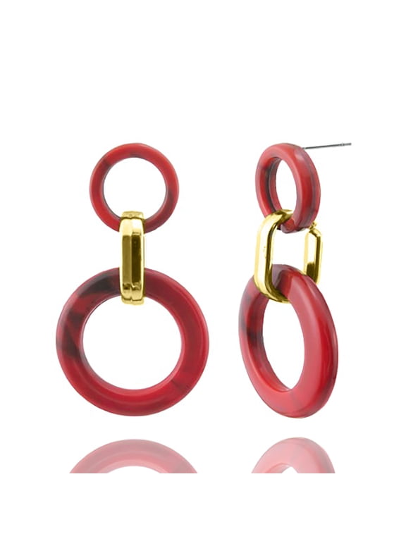 Inc Red Resin Open Circle Statement Dangle Earrings for Women, Teens