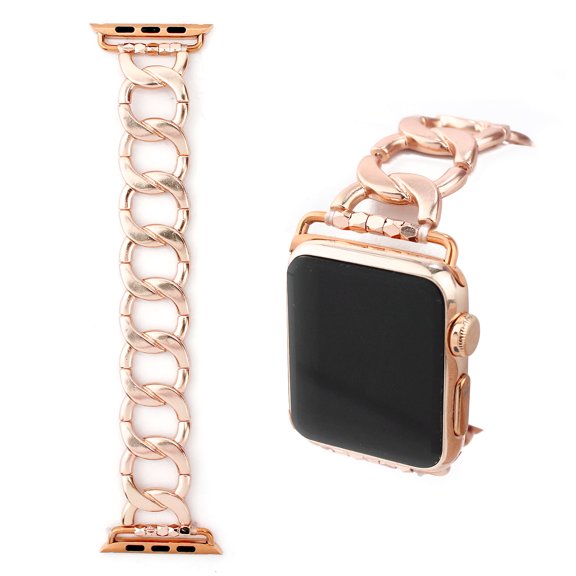 Blue Box Boutique Inc Rose Gold Plated Metal Link iWatch Smart Watch Band for Women, Men, Teens