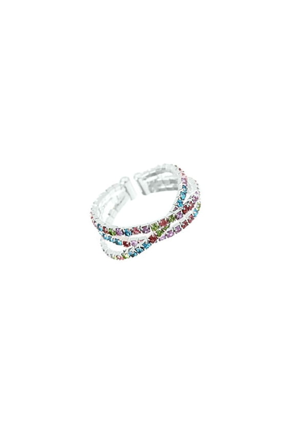 Inc Silver Crystal Rainbow Criss Cross Adjustable Ring | Pride Jewelry, PRIDE Month