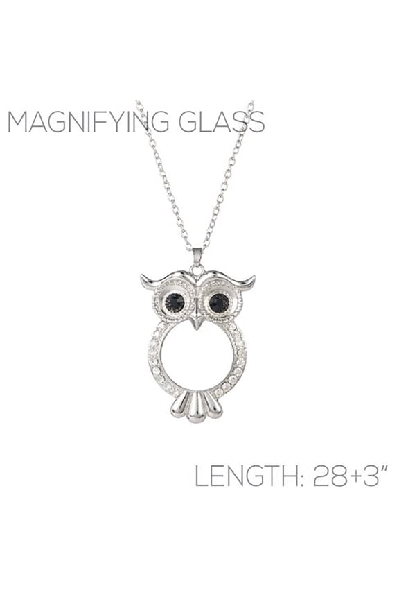 Inc Silver Owl Pendant Magnifying Glass Necklace | Gift for Mom, Grandmother, Wife
