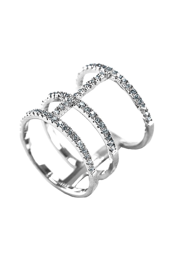 Inc Silver Rhodium Plated Cubic Zirconia Linear Knuckle Ring for Women, Teens | US Size 8