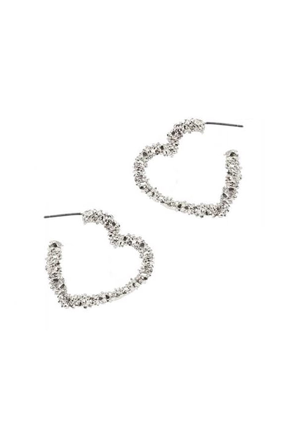 Inc Small Silver Spiky Cluster Heart Hoop Earrings for Women, Teens | Valentine's Day, Galentine's Day Gift
