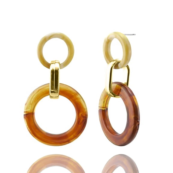 Blue Box Boutique Inc Tortoiseshell Resin Open Circle Statement Dangle Earrings for Women, Teens