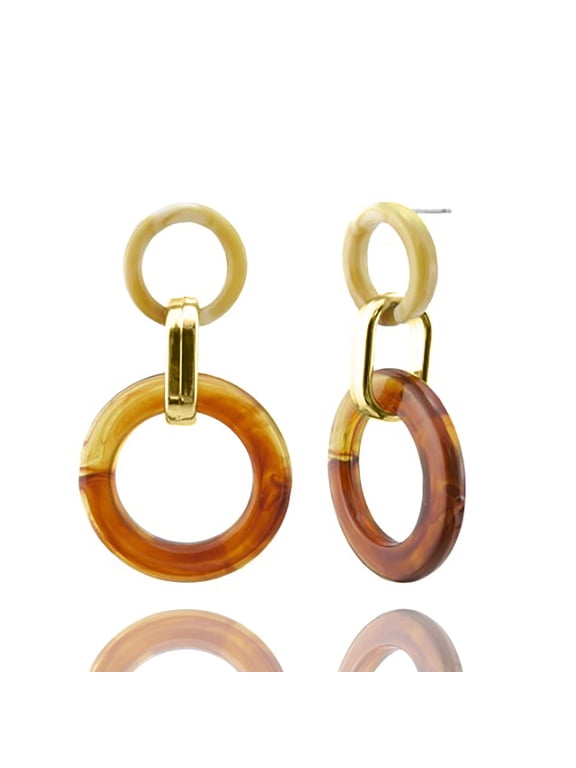 Inc Tortoiseshell Resin Open Circle Statement Dangle Earrings for Women, Teens