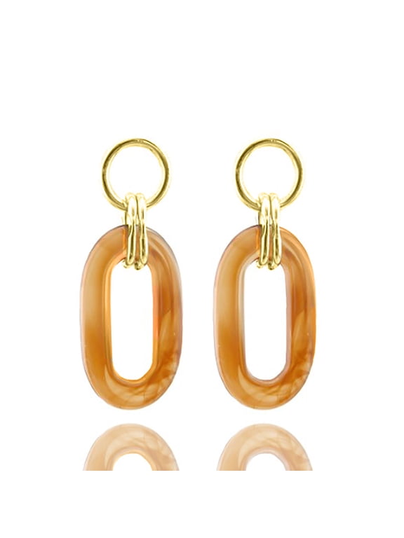 Inc Tortoiseshell Resin Open Oval Statement Dangle Earrings for Women, Teens