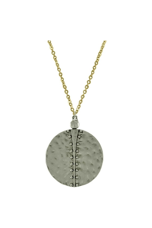 Inc Two Tone Silver Gold Aztec Inspired Long Statement Necklace for Men, Women, Teens