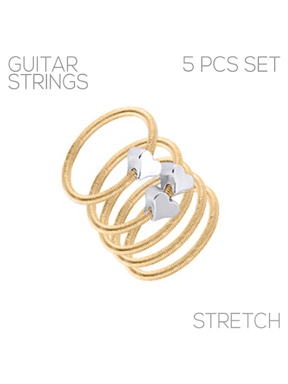 Inc Upcycled Guitar String Gold Stretch Ring Set for Women, Teens