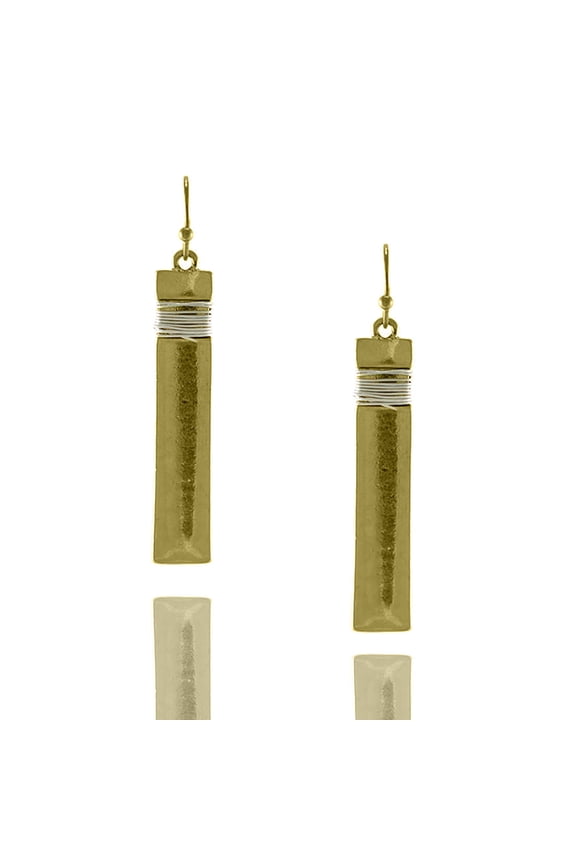 Inc Worn Gold Rectangle Silver Wire Wrapped Dangle Earrings for Women, Teens