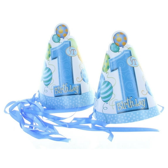 Blue Boys 1st Birthday 8 Party Hats Party Supplies