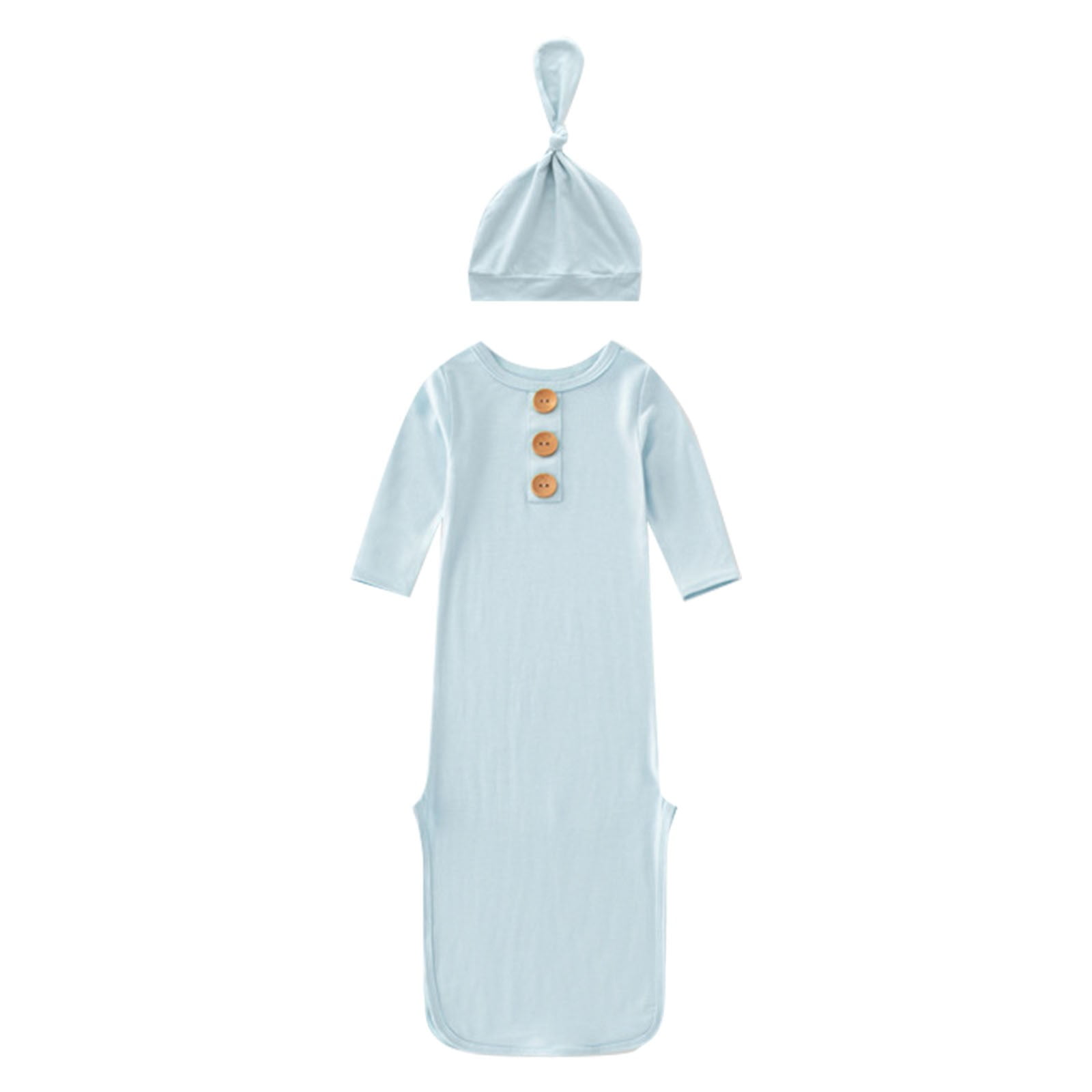 Blue Boys Bodysuits Newborn Baby Boys Girls Hat Set Soft Bamboos Viscose Infant Sleeper Baby