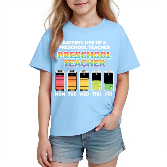 Blue Boys Teacher Appreciation T-Shirt, Funny Preschool Teacher Gift Graphic Tee for Kids, Short Sleeve Cotton Top, Sizes 3T-10,Size 7 T
