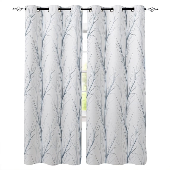 Blue Branch Blackout Curtains for Bedroom/Living Room, Thermal ...