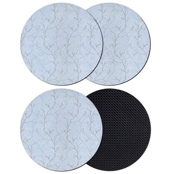 Blue Branches Coasters Set of 4, Absorbent Coasters for Drinks, Vintage Art Farmhouse Coaster for Desk Coffee Table Protection, Home Decor House Warming Gifts 4"