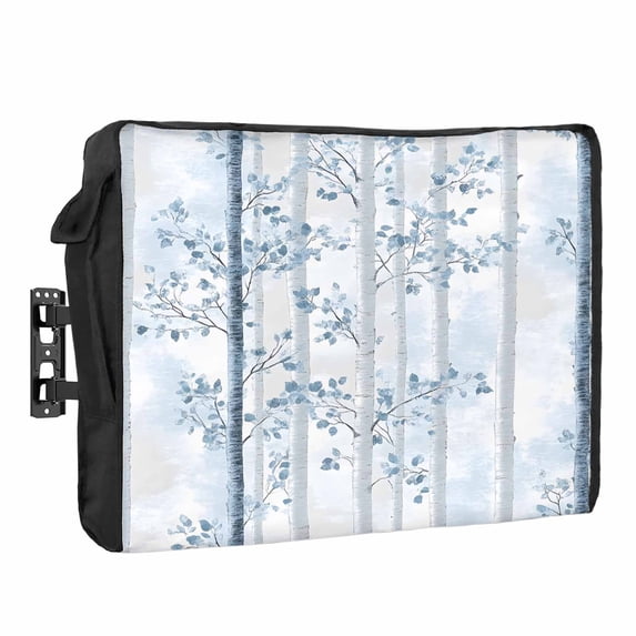 Blue Branches Forest Waterproof Outdoor TV Cover, Vintage Fog Tree Leaf ...