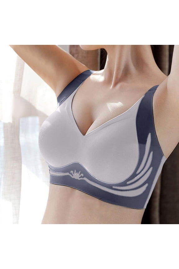 Blue Bras for Womens Wireless Bra Super Gather Bra Anti Sagging Breasts Support Pushup Lifting Bras for Older Women