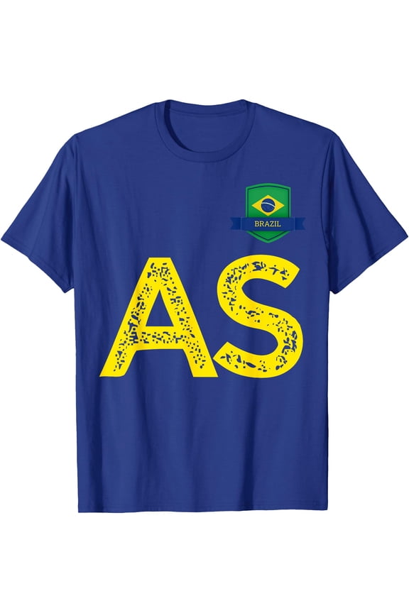 Blue Brazil Human-Flag Letter A and letter S Brazil T-Shirt, Unisex T-Shirt