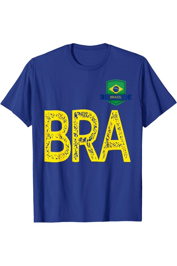 Blue Brazil Human-Flag Letter B and letter R and A Brazil T-Shirt