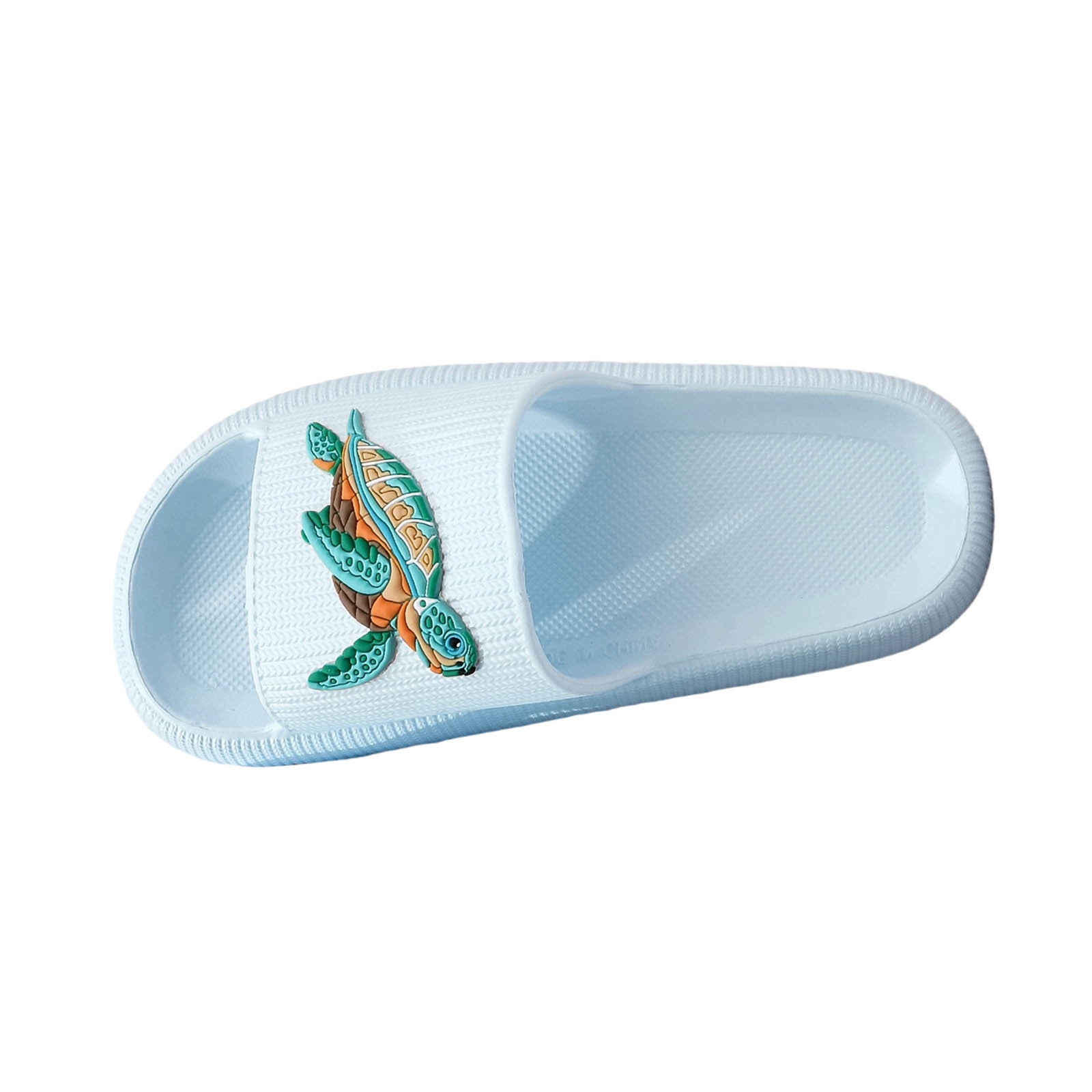 Blue Breathable Couple Slippers With Thick Base And Whimsical Turtle ...