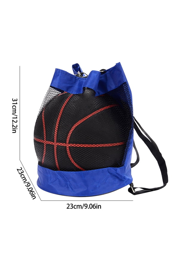 Blue Breathable Mesh Drawstring Sports Ball Backpack, Waterproof Dual-Purpose Shoulder Sling Bag for Basketball Soccer Volleyball Gym Equipment Storage
