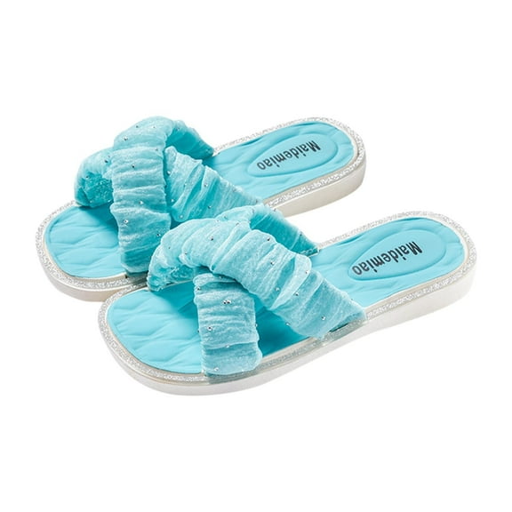 Blue Breathable Summer Slippers For Girls With Soft Bottom Comfort Sky Breeze Inspired, Great For Casual Activities