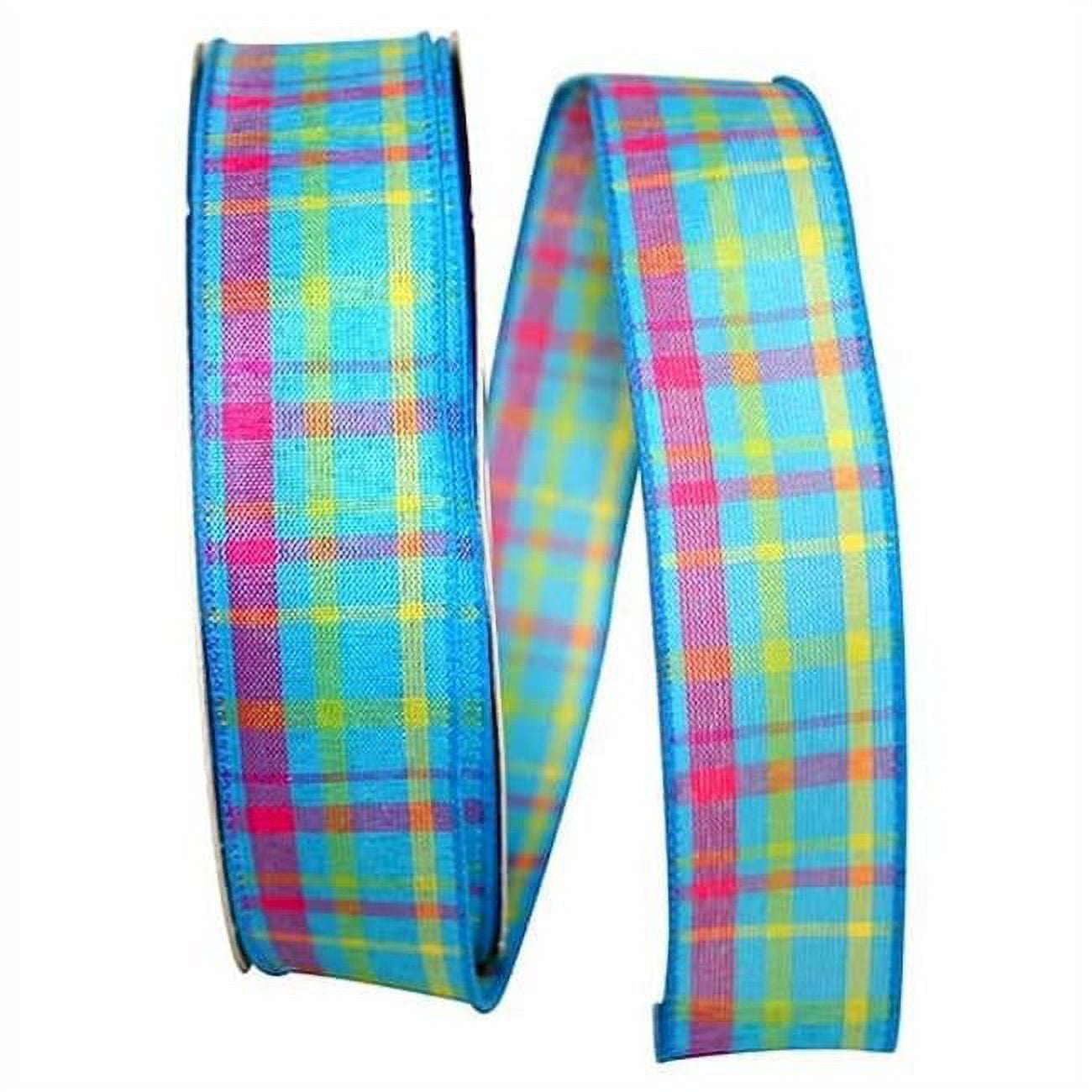Blue Breezeway Plaid Wired Ribbon - Walmart.com