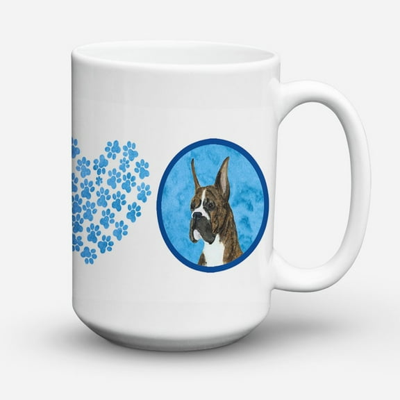 Blue Brindle Cropped Eared Boxer Coffee Mug 15 oz