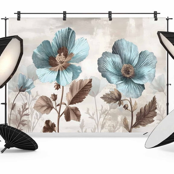 Blue Broccoli Backdrop for Photography, Farmhouse Rustic Floral Retro Victorian Style Photo Backdrop Portrait Background Party Banner Photo Backgrounds for Studio Booth Props, 7x5ft
