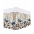 thumbnail image 1 of Blue Broccoli Bed Skirt King Size 16" Drop Rustic Farmhouse Floral Retro Brown Plant Ruffled Wrap Around Bed Skirts Adjustable Elastic Bedskirt Dust Ruffle for King Size Bed, 1 of 7