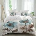 thumbnail image 1 of Blue Broccoli Duvet Cover Set Twin Size, Farmhouse Rustic Floral Retro Victorian Style 4 Piece Soft Microfiber Bedding Set with 1 Duvet Cover, 1 Flat Sheet, 2 Pillowcases, 1 of 9
