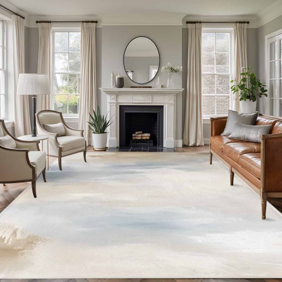Blue Brown 6'x9' Area Rug for Living Room, Modern Abstract Oil Painting Artwork Washable Non-Slip Floor Mat Rugs for Bedroom Dining Room, Indoor Large Carpet for Classroom, Nursery Rugs for Playroom