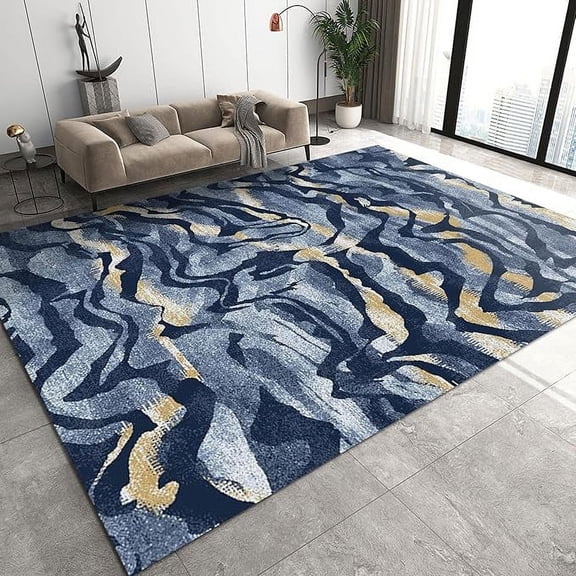 Blue Brown Abstract Graffiti Area Rug, Retro Minimalist European Style Floor Rugs, Large Non-slip Soft Comfortable For Living Room Bedroom Office Study Boy Girl Room Decor 2 x 3ft