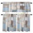 thumbnail image 1 of Blue Brown Abstract Kitchen Curtains Sets for Windows 24 Inch Length, Oil Painting Simple Geometric Art Rod Pocket Window Treatments Tier Curtains and Valances Set for Bedroom/Bathroom, 1 of 8