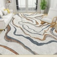 thumbnail image 1 of Blue Brown Abstract Water Area Rug, Modern Retro Bohemian Lines Throw Rugs, With Anti-Slip Backing Washable Indoor Carpet For Living Room Bedroom Study Dining Room 1x2ft, 1 of 6