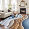 thumbnail image 1 of Blue Brown Area Rug 5x8 FT, Non Slip Bedroom Throw Carpet, Aesthetics Moire Ombre Abstract Geometric Washable Soft Floor Carpet Non-Shedding Rug for Living Room Nursery Dorm Office, 1 of 9