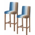 thumbnail image 1 of Blue Brown Bar Stool Covers Set of 2, Gradient Wood Grain Farmhouse Country Stretch Washable Bar Chair Covers with Backs, Removable Pub Counter Height Chair Cover for Kitchen Dining Room Cafe, 1 of 7
