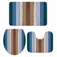 thumbnail image 1 of Blue Brown Bath Mat 3 Piece Bathroom Rug Set, Farmhouse Wood Grain Vintage Vertical Striped Non Slip Bath Rug Contour Mat and Toilet Lid Cover, Absorbent Shower Mats Soft Bath Rugs and Mats Sets, 1 of 8