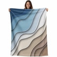 thumbnail image 1 of Blue Brown Beach Coastal Throw Blankets, Abstract Geometric Ocean Waves Soft Fleece Blanket Decorative for Home Sofa Couch Chair Living Bedroom, 30x40 Inches,, 1 of 8