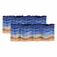 thumbnail image 1 of Blue Brown Beach Curtain Valances for Windows, Kitchen Valance Window Treatments Panel 2 Pack, Abstract Striped Gradient Ocean Sand Rod Pocket Short Curtains for Bathroom Bedroom 54 x 18 Inch, 1 of 8