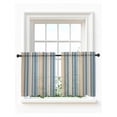 thumbnail image 1 of Blue Brown Beige Tier Curtains 36 Inch Length,Sheer Curtains for Bedroom Living Room Window Boho Farmhouse Abstract Stripes Art Rod Pocket Drapes Kitchen Curtains Small Half Window 27.5"x36" 2 Panels, 1 of 6