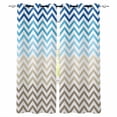 thumbnail image 1 of Blue Brown Blackout Curtains for Bedroom Living Room Darkening Curtains 54 Inch Long Modern Chevron Waves Khaki Geometric Stripes Short Curtain for Small Window Treatment Grommet Drapes 42"x54"x2, 1 of 9